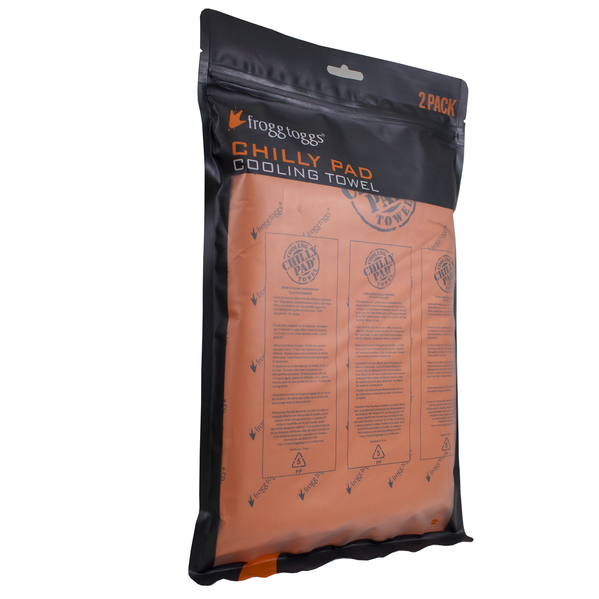 frogg toggs, Chilly Pad | Orange | 2-Pack Flat Pack, Model# 3CPD2PK-300